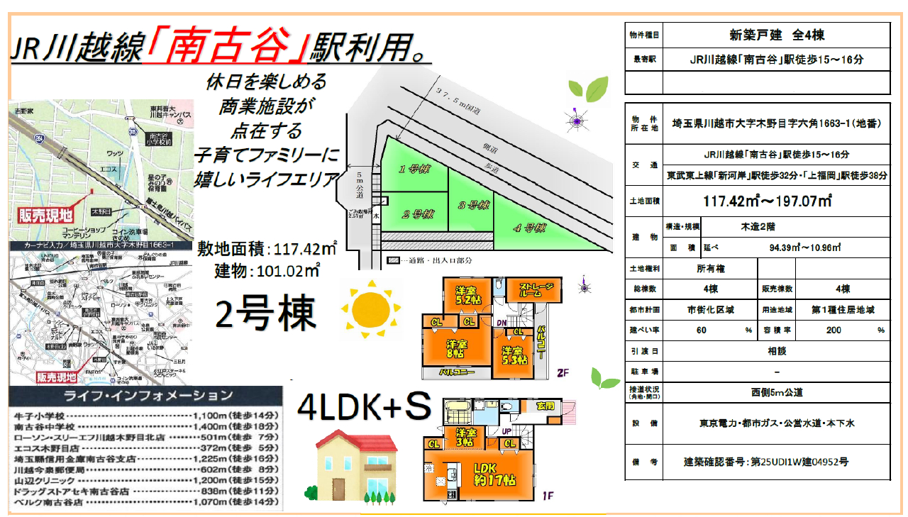 川越市木野目　新築一戸建て全４棟現場　２号棟