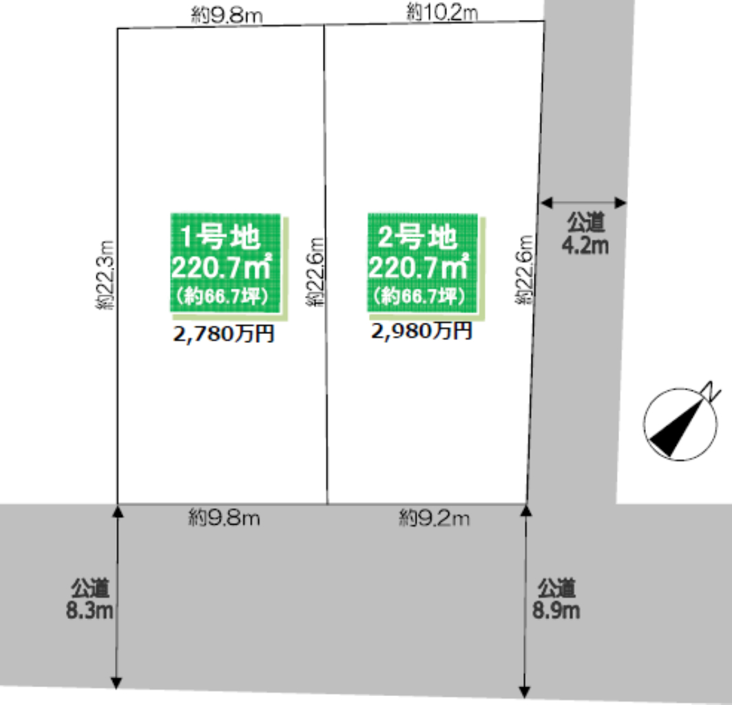 川越市天沼新田　建築条件無し売り地　全２区画　２号地_画像2