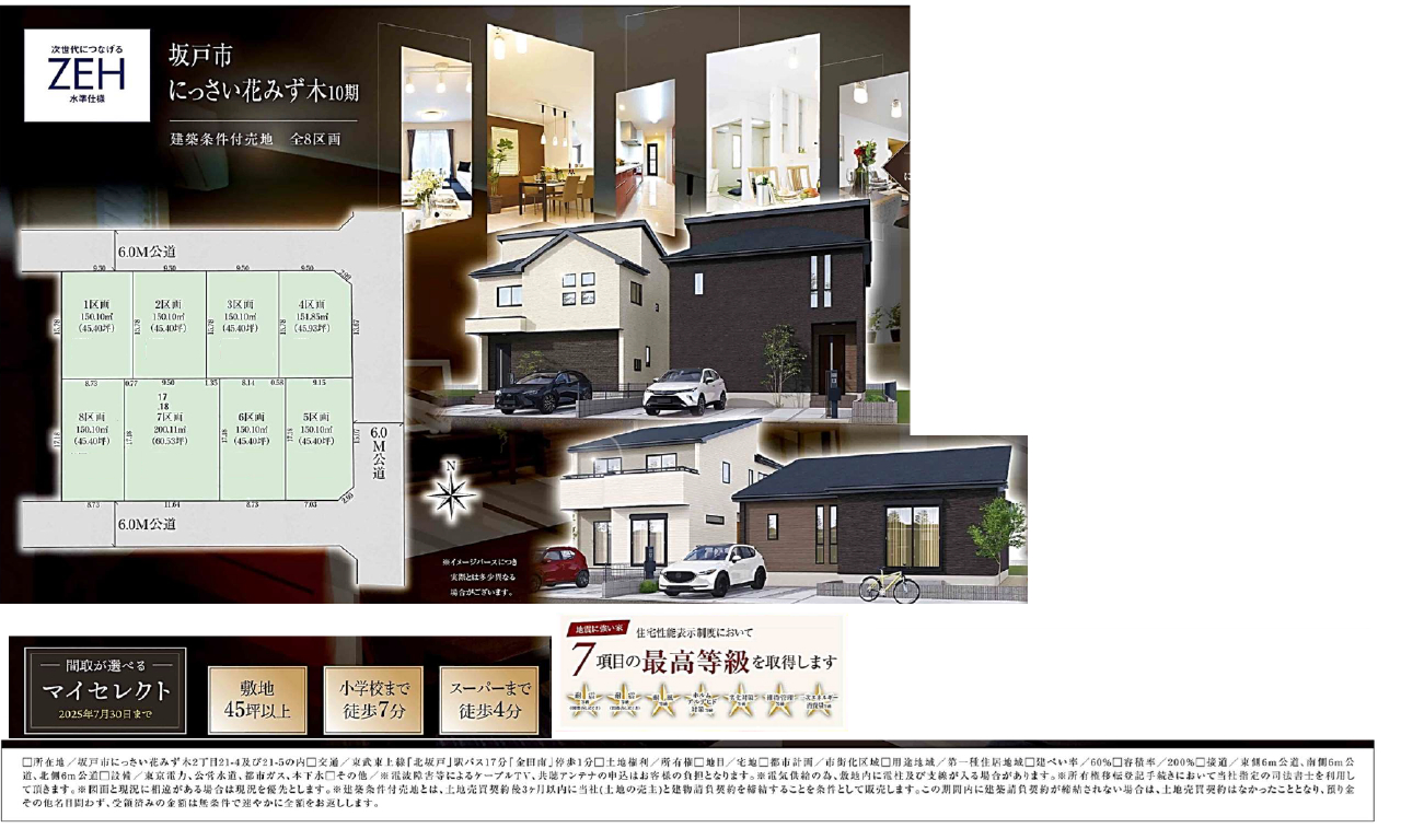 坂戸市にっさい花みず木１０期　建築条件付き売地　全８区画_画像2