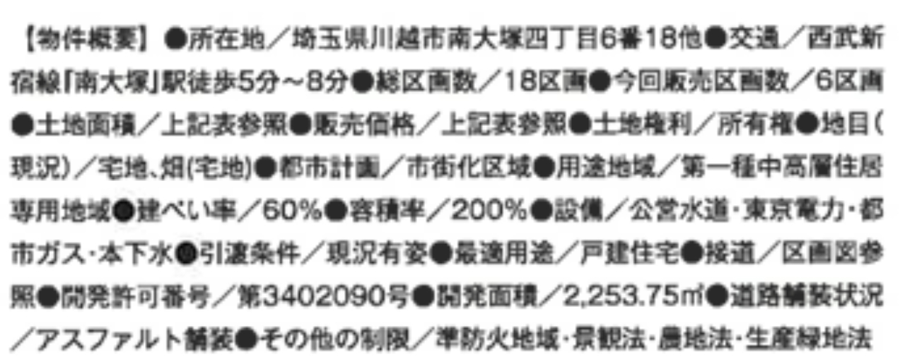 川越市南大塚４丁目　建築条件無し売地　全１８区画　仲介手数料無料土地！_画像3